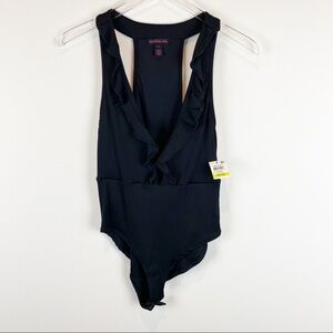 Material Girl Black Sleeveless Bodysuit Size M